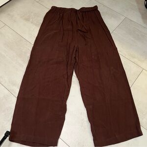 Clio vintage Women's Wide Leg Brown 100% silk Pants size M